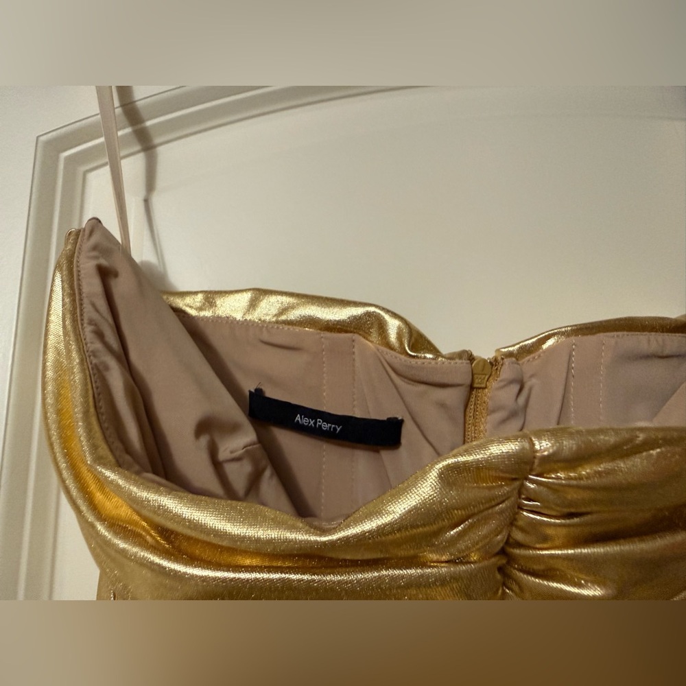 Alex Perry Metallic Gold Strapless Mini Dress - Picture 7 of 7